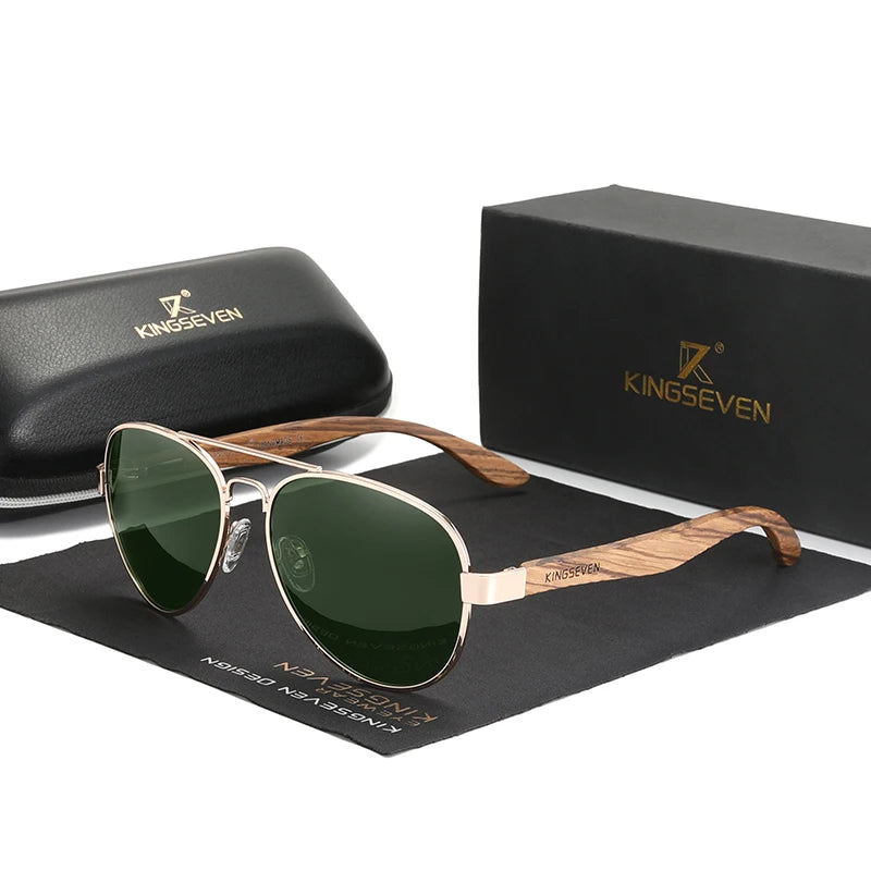 For KINGSEVEN 2022 Handmade Zebra Wooden Sunglasses for Men Retro Polarized UV400 Eyewear Women's Shades 5518