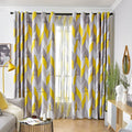 Nordic Style Blue and Yellow Geometric Printing Bedroom Home Decoration Polyester Luxury Blackout Window Drapes