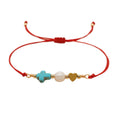 Go2boho Adjustable Beaded Bracelets for Women Men Handmade Red Cord Cross Pearl Gold Plated Heart Charm Trendy Christian Jewelry