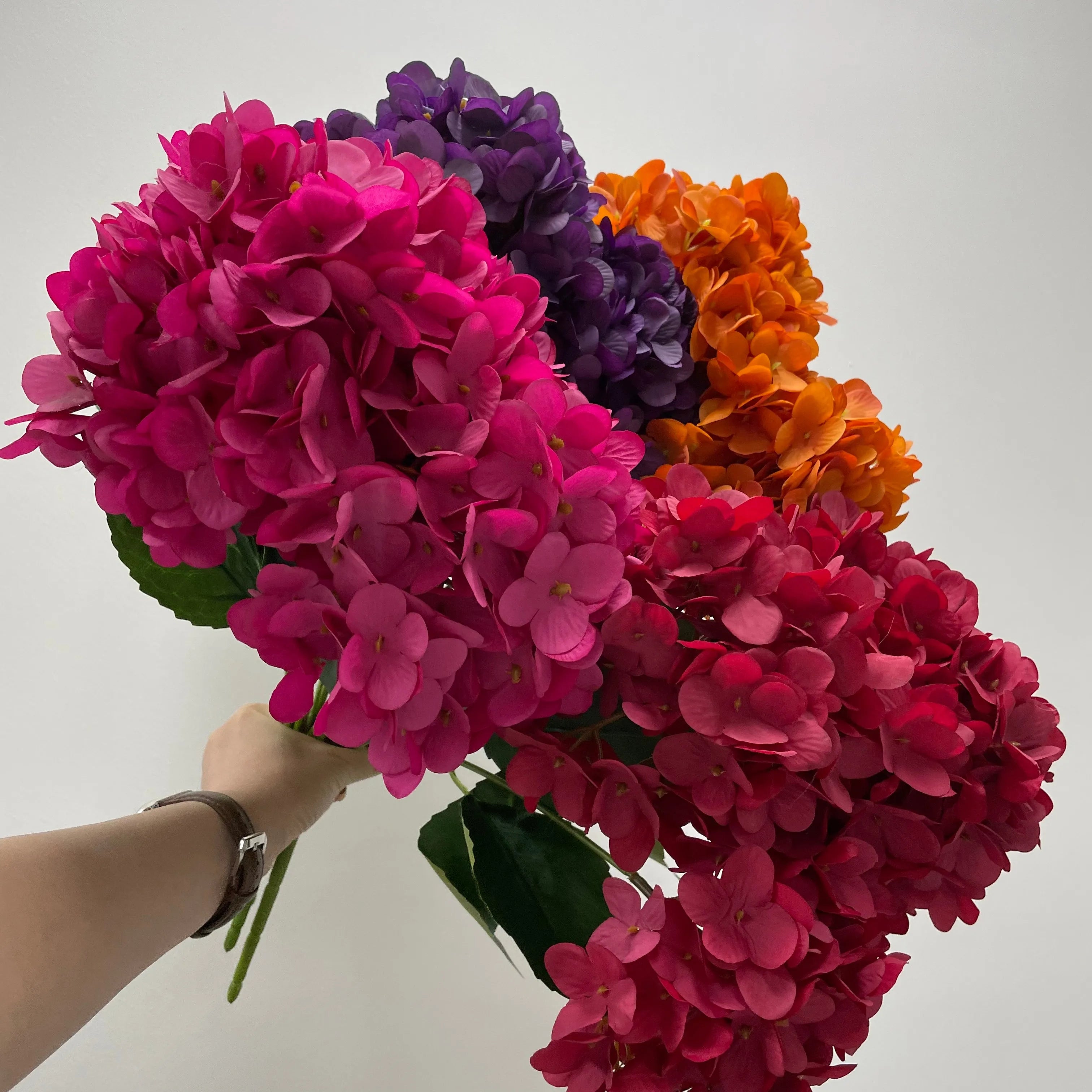 I719 5-heads Butterfly Hydrangea Flowers Artificial Flower Decorative Multi Forks Wedding Ceiling Decoration