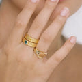 Joolim Stainless Steel Jewelry Wholesale 18K Gold Plated Colorful Square Zirconia Band Rings for Women Dainty Rings