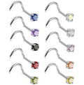 Gaby Stainless Steel Silver Plated Nose Stud & Hoop Ring Set with Zircon L Shaped Star Heart Design for Wedding Engagement