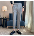 Spring Men's Pleated Trousers British Gentlemen's Straight Pants Men's Casual Pants