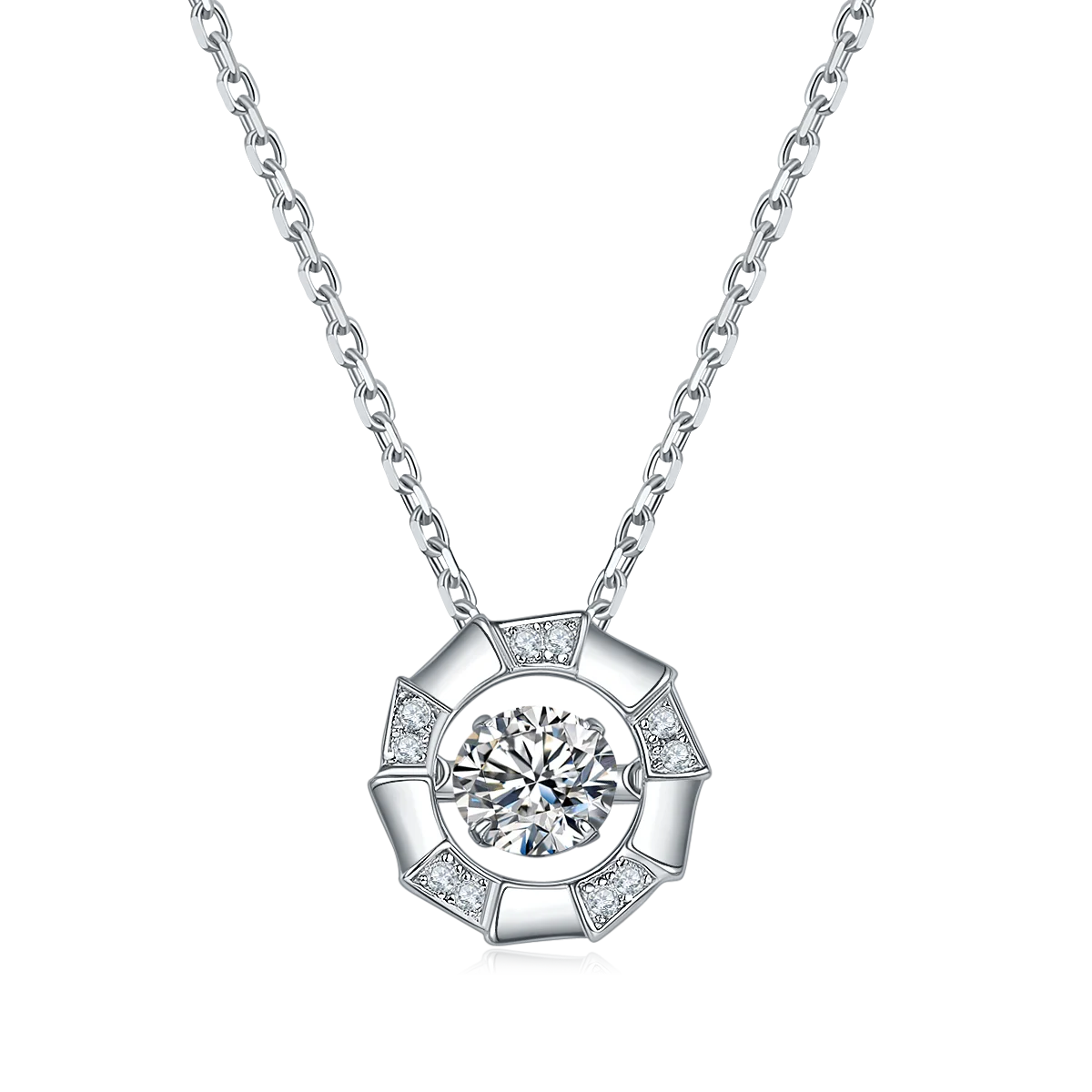 China Manufactory Pretty 3 Carat 925 Sterling Silver Necklace Moissanite Necklace With Certificate for Love