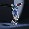 New Designer Personality Brooch Color Crystal Kitten Pin Shirt Sweater Suit Accessories Women's Brooch