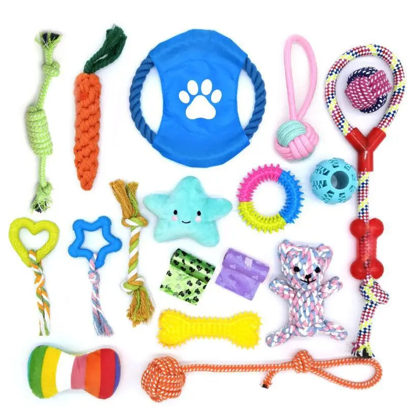 Durable Pull Cotton Rope Ball Dog Chew Toy Interactive Teeth Cleaning Bone Toys Eco-Friendly Pet Chew Toy