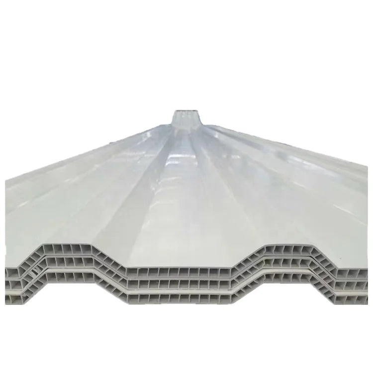 930 Style 10mm Thermoroof PVC Twin-wall Hollow Trapezoidal Industrial Design Roof Sheet for Warehouse Use in Indonesia