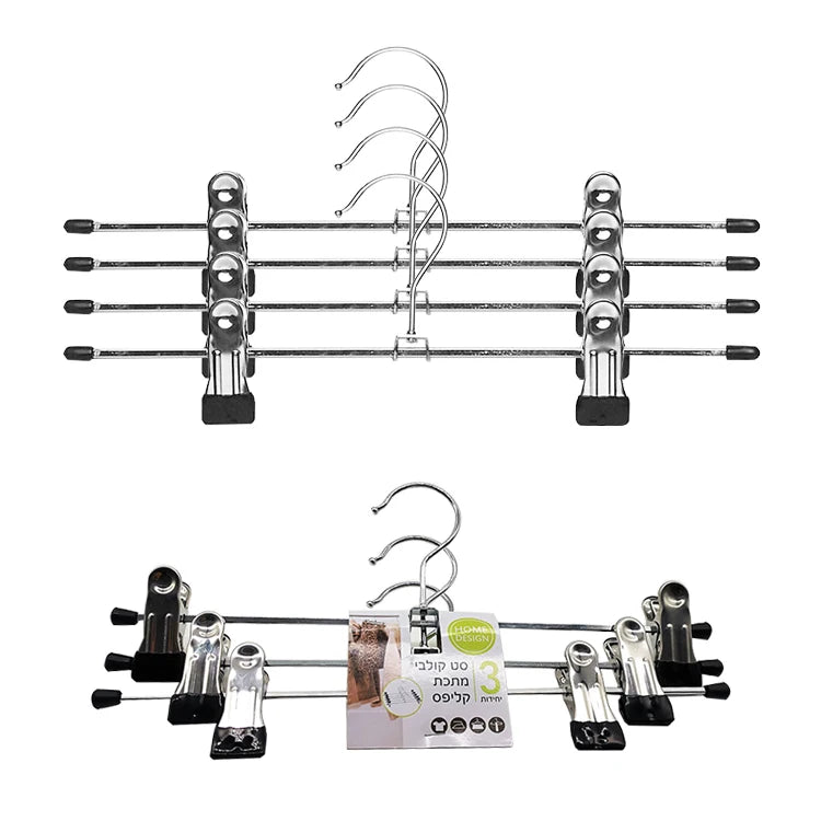 Manufacturer Wholesale Stainless Steel Metal Glossy Finish Space Saving Trousers Pants Skirt Hanger Clips for Living Room Use