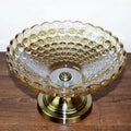 Creative  Crystal Glass Round  Stemmed Dish   Fruit Nut Candy Plate With   Gold  Stand
