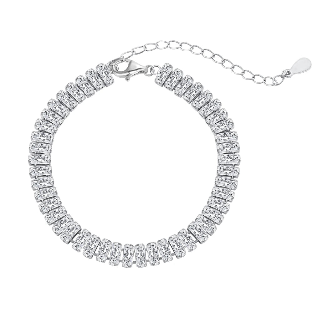 Dylam Rhodium 18K Gold Plated Sterling Silver Tennis Bracelet Made with Infinite Elements Zirconia