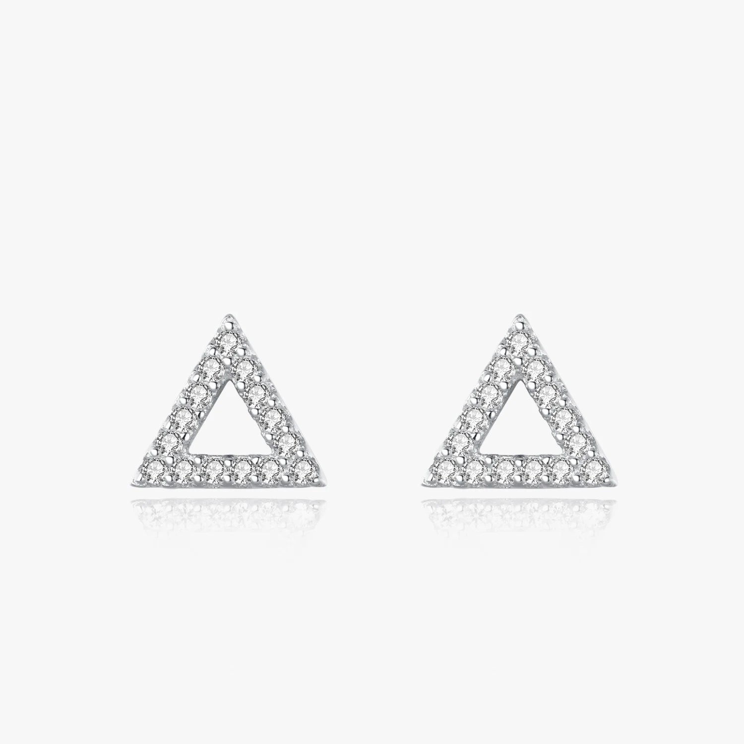 Ailmay Hot Sale Fashion 925 Sterling Silver Shiny Zircon Anti-allergy Simple Triangle Stud Earring Fine Female Elegant Jewelry
