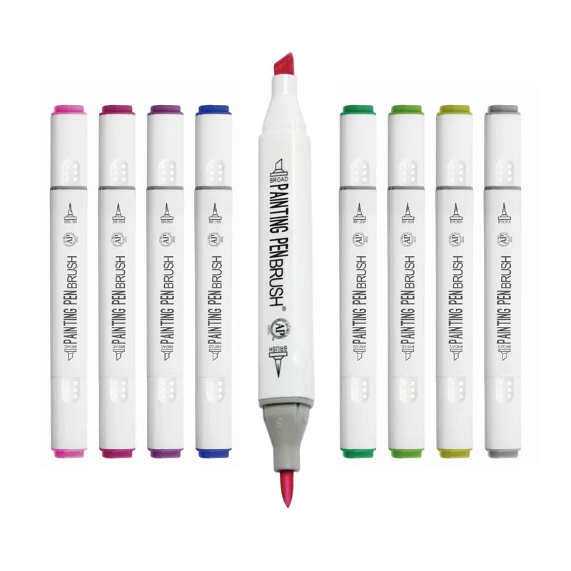 Bview Art Japan Tip Nib Twin Tip Alcohol Based Brush Marker for Artist Drawing