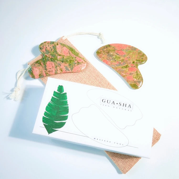 DIY Natural Green Jade Stone Gua Sha Facial Customized Logo Face Body Massager Guasha Scraping Board for Anti Aging