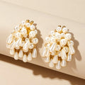 Extremely Popular Exaggerated Gold Plated Geometric Pendant Earrings Jewelry Temperament Pearl Tassel Earrings Gifts for Women