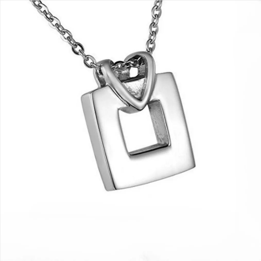 Heart Square Ash Urn Stainless Steel Cremation Jewelry Ashes Pendant Keepsake Memorial Urn Necklace Urn Cremation for Ashes
