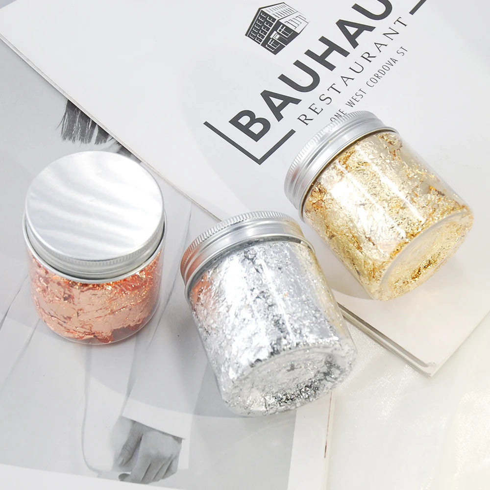 Hisenlee Gold Foil Flakes Resin Metallic Leaf Nails Painting Crafts Slime Jewelry Making Handmade Luxury 20g