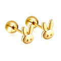 Cute and Attractive Bunny Earrings for Kid's Jewelry Gift 12 Pair/Set Hypoallergenic 316 Stainless Steel Screw Back Earrings