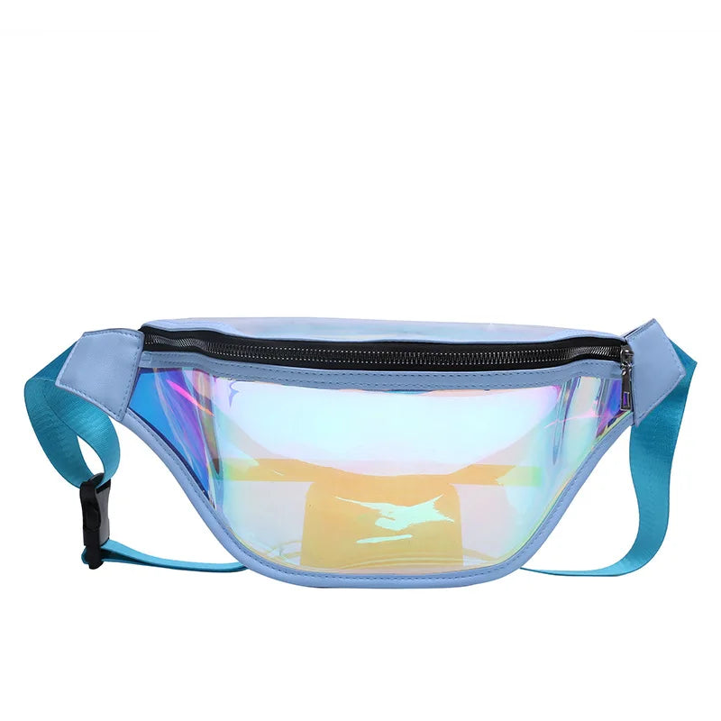 Clear Holographic Laser Chest Bag Reflective Transparent PVC Fanny Pack Waist Jelly Bag for Women