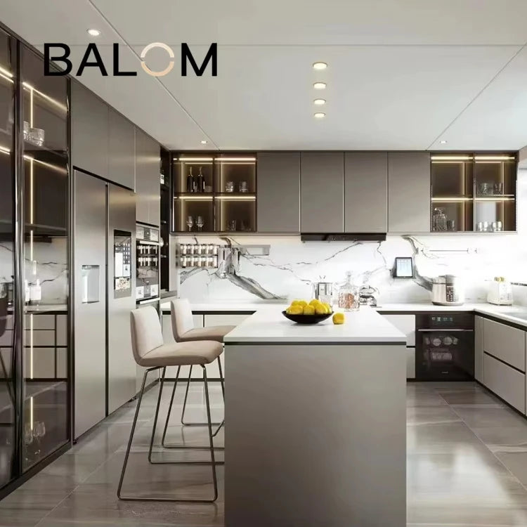 U Shaped with Island Cabinet Factory Directly Modular Ready to Assemble Hot Selling Modern  Kitchen Cabinet