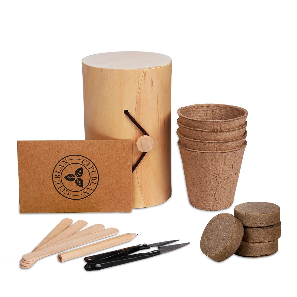Luxurious Bark Box Gift Tool Kit Environmental Protection Wooden Flower Pot for Garden or Home Decoration