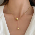 Fashion Stainless Steel Gold Plated Round Bead Pendant Necklace Hiphop Necklace for Women Girls