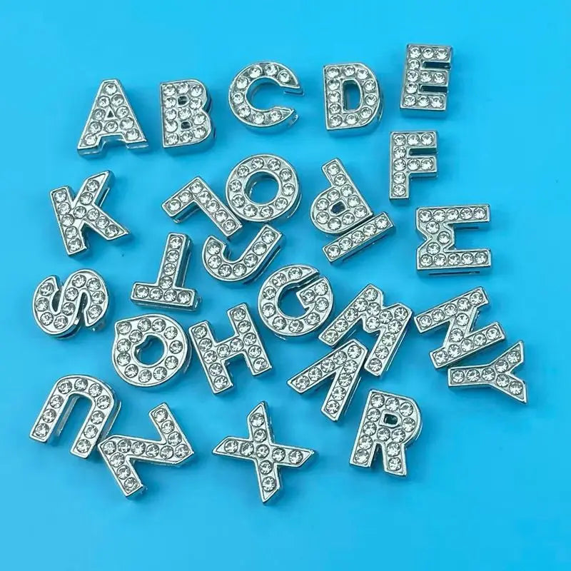 STOCKED Original China Factory 8mm 10mm Alphabet Rhinestone Diamond Slide Letter