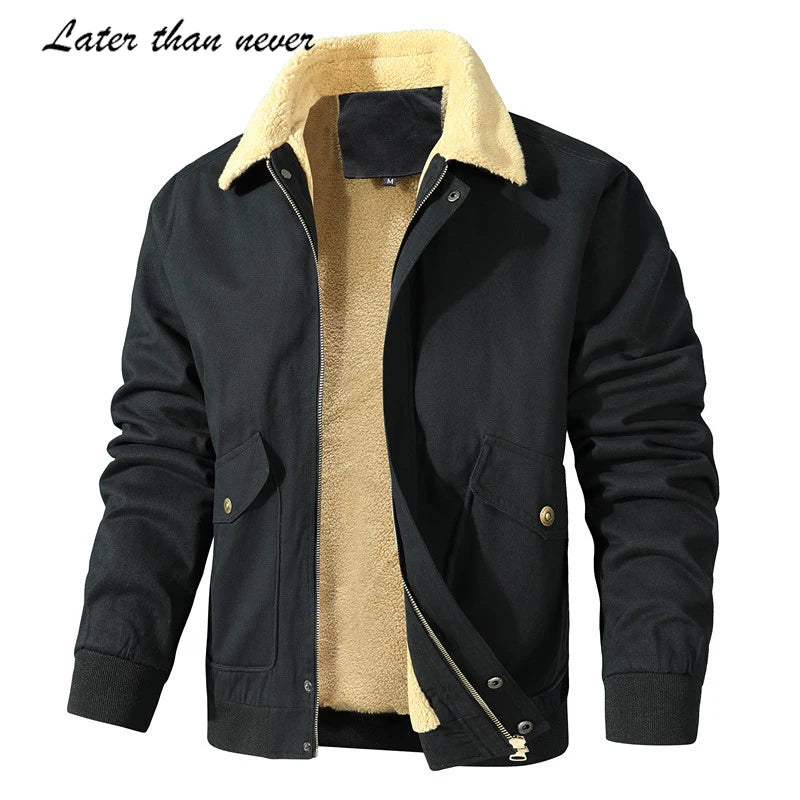 USA Size Winter Jacket Men Cotton Coats Street Men Safari Tactical Jacket Lined With Fur Work Jacket Ropa Hombre