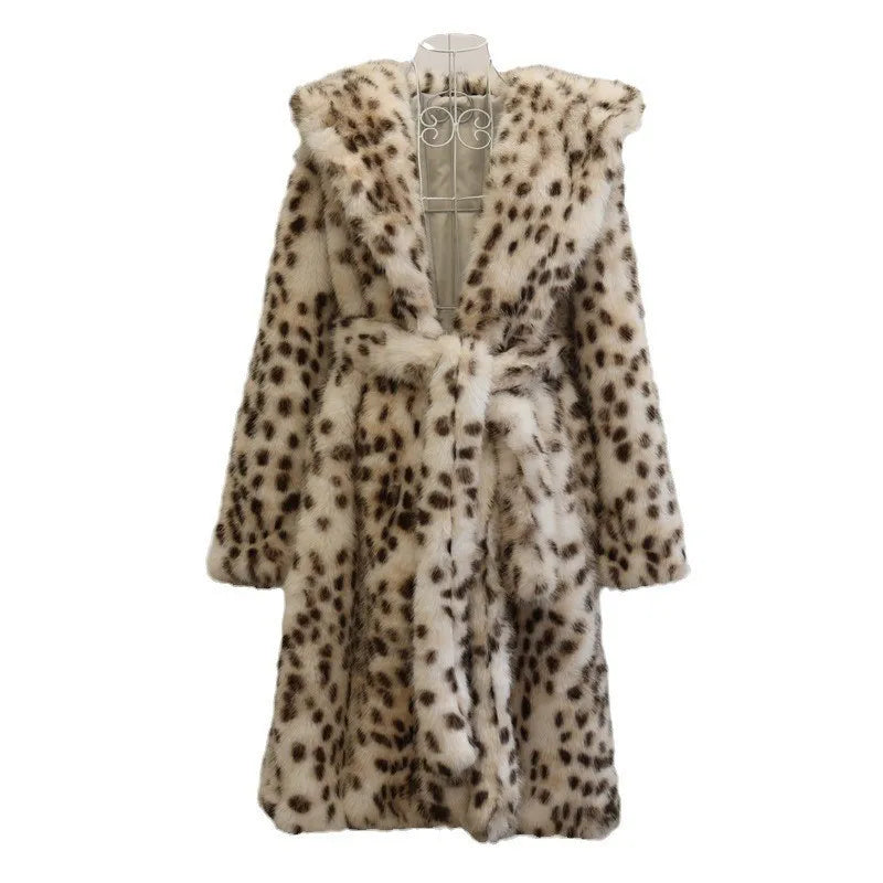 Fashionable Size 9XL Mink Plus Size Faux Fur Coat Leopard Winter Big Lapel Faux Fur Jacket Women Winter Jacket Woman 2024