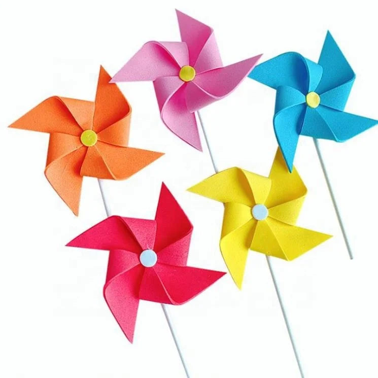 Colorful Foam Windmill Cake Topper Cupcake Decorations Kids Birthday Party