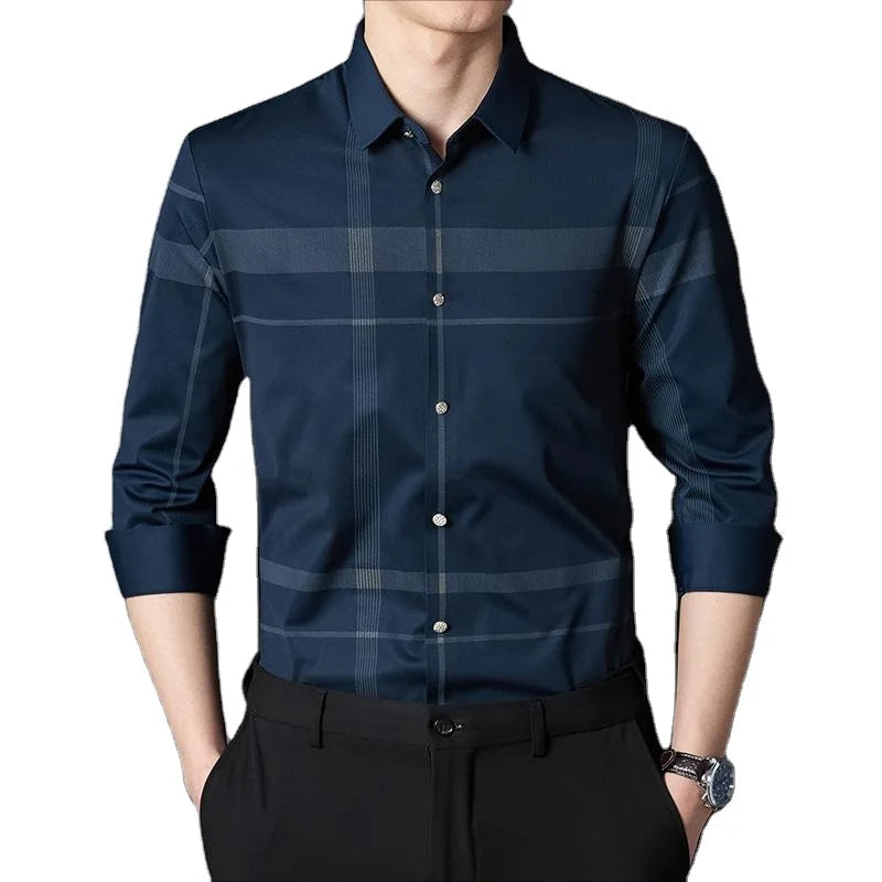 Spring and Autumn New Shirt Traceless High Elastic Long Sleeve High-end
