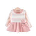 INS Hot Sale Girls' Long Sleeve Dress for Spring & Autumn Sweet Mini Design with Bow Decoration Print Pattern for 1-4 Years