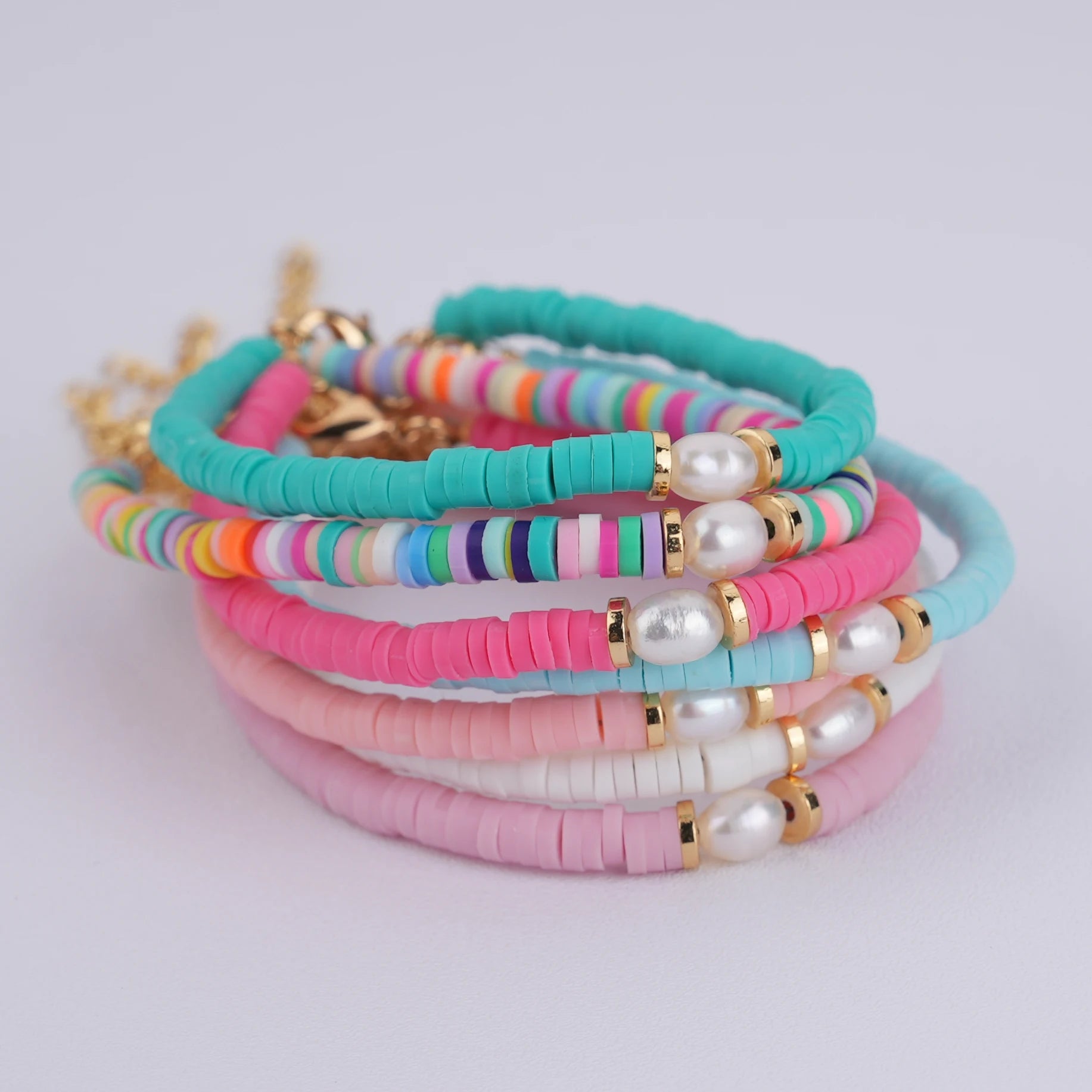 2025 Boho Jewelry Choker Handmade Colorful Freshwater Pearl Heishi Beads Polymer Clay Necklace