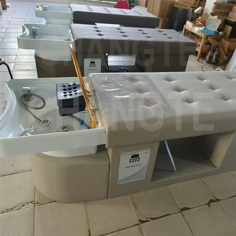 Custom Color Multifunctional Hair Treatment Water Therapy Bed Modern Salon Shampoo Fumigator Device Head Massage for Bathroom