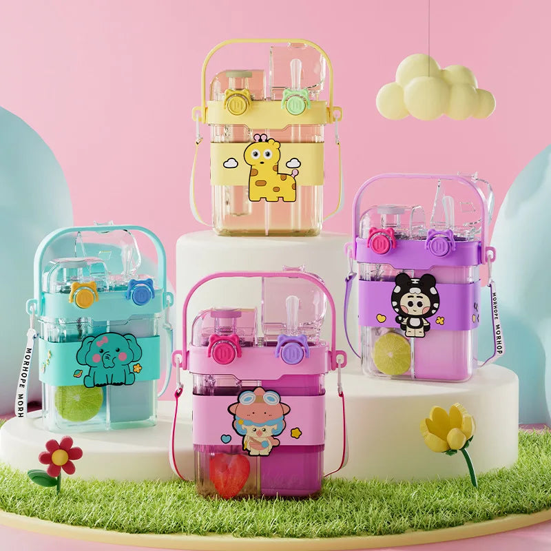 Cartoon Children 550ml Leakproof Drinking Cup Gourde Enfant Bpa Free Reusable School Kids Plastic Water Bottle with Straw