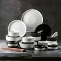Wholesale Ceramic Black Matte Round Dinnerware Set Salad Steak Hotel Use Serving Plate Soup Bowl Coffee Mug Custom Dinnerware