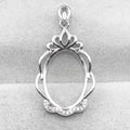 Sterling Silver 14*18mm Semi Mount Pendant Empty Frame Blank Support Setting S925 Base Holder Without Center Stone for DIY Inlay