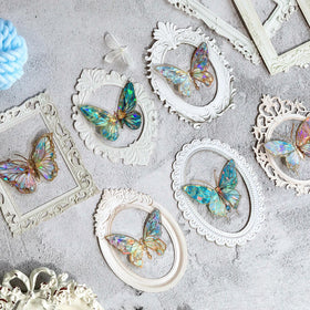 10Pcs Hollow Embossed Photo Frame Material Paper Junk Journal Planner Scrapbooking Vintage Decorative DIY Craft Cards Paper