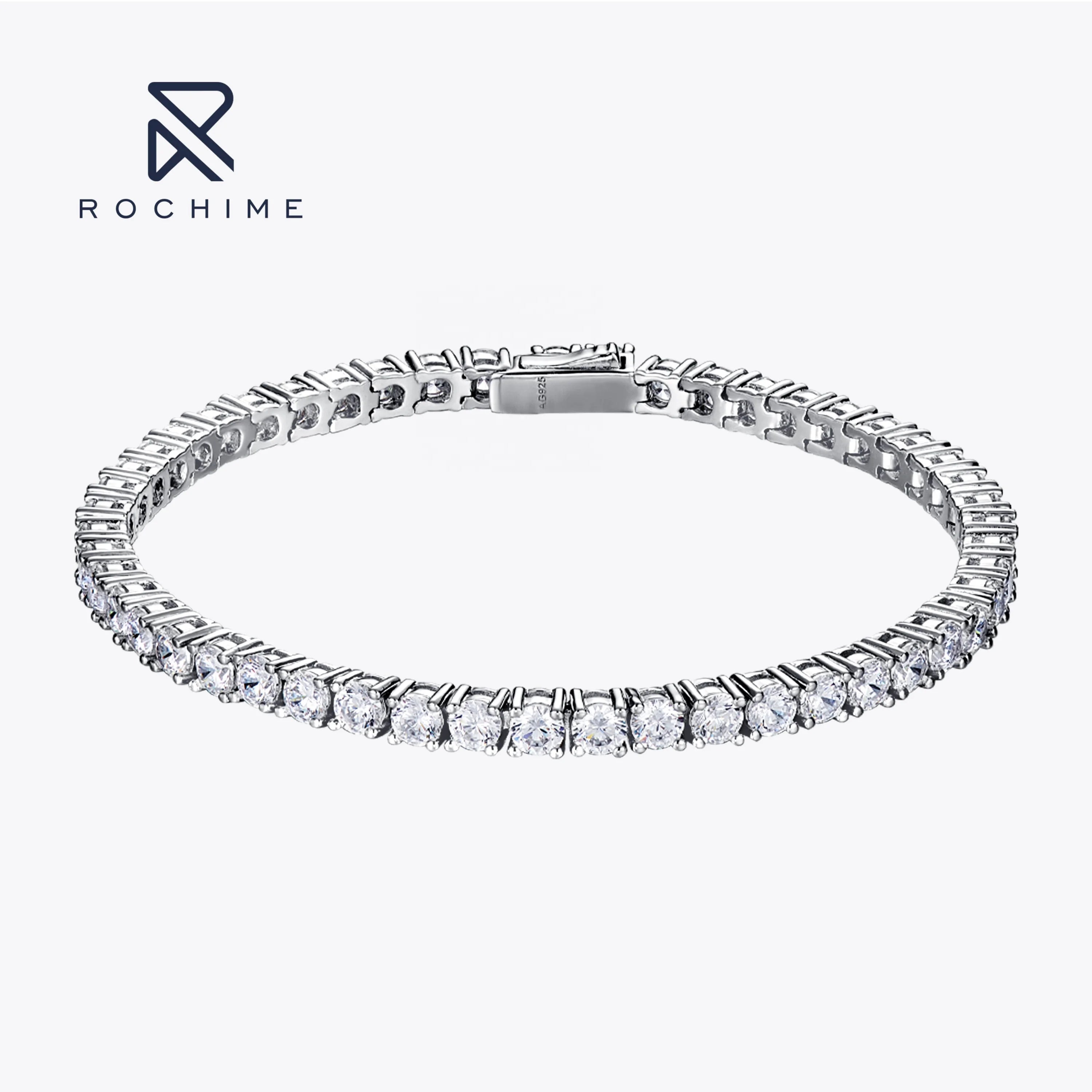 Rochime Elegant  Diamond  Tennis  Bracelet  925 Sterling Silver Rhodium Plated Fine Jewelry for Girls