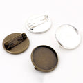 20mm Inner Size Antique Bronze Silver Plated Brooch Style Cabochon Base Setting Charms Pendant Blank Bezel Trays