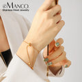 EManco Women's 18K Gold Plated Minimalist Stainless Steel Bracelet Adjustable Round Snake Chain with Steel Ball