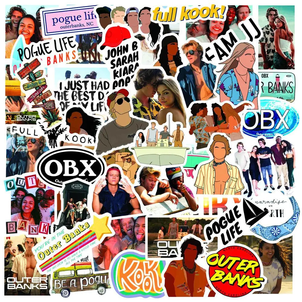 50Pcs American TV Show Outer Banks Graffiti Stickers for Bottle Phone Laptop Vinyl Label