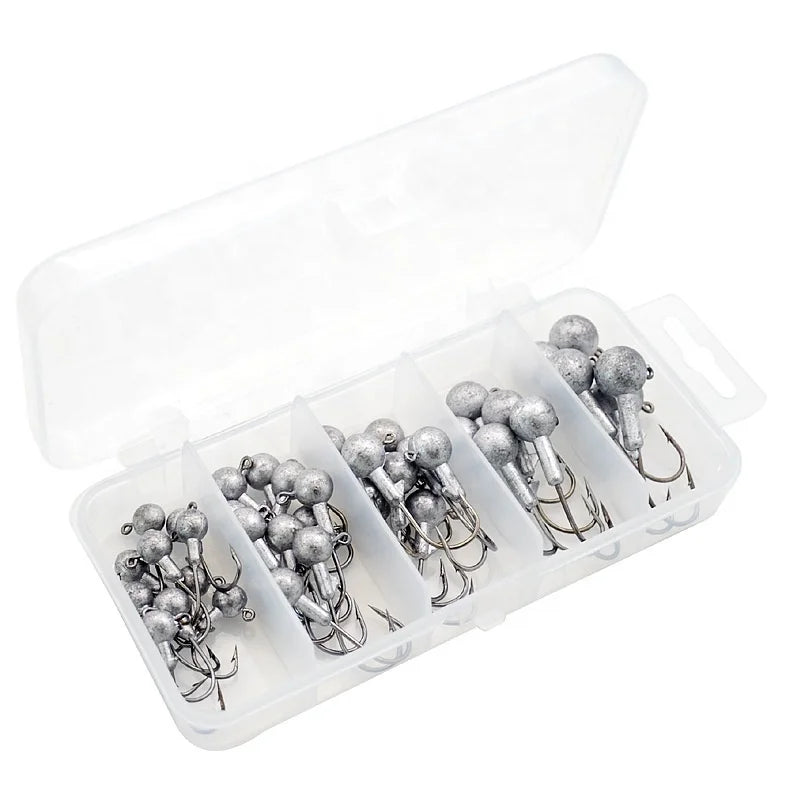 Wholesale Fishing Hook Kit Ball Shape Jig Head Hook Lead Combo Fishing Hook Set