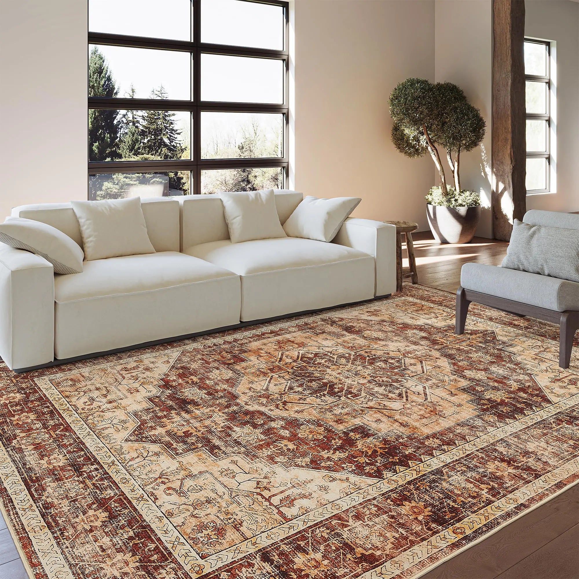 Area Rug Super Soft Ultra-Thin Washable Anti-Slip Backing Rugs for Living Room Foldable Machine Washable Carpet Microfiber