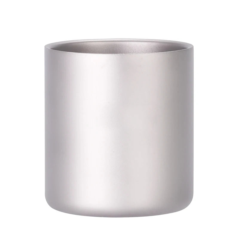 Titanium Double Wall Cup Water Coffee Tea Mug with Foldable Handle Ultralight Camping Tableware Hiking Accessories