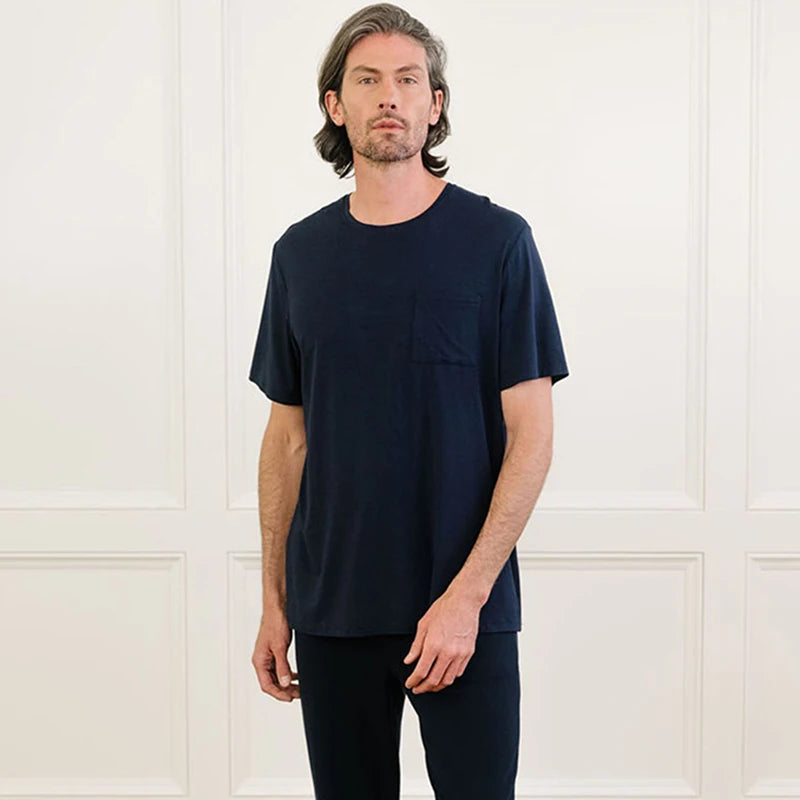 Custom Men's Ultra Soft Silky Bamboo Viscose Crew Neck T-Shirt Classic Plain Casual Design in Knitted Fabric