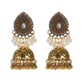Retro Flower Corful Indian Jewelry Jhumka Earrings Orecchini Vintage Gypsy Gold Color Alloy Earrings for Women