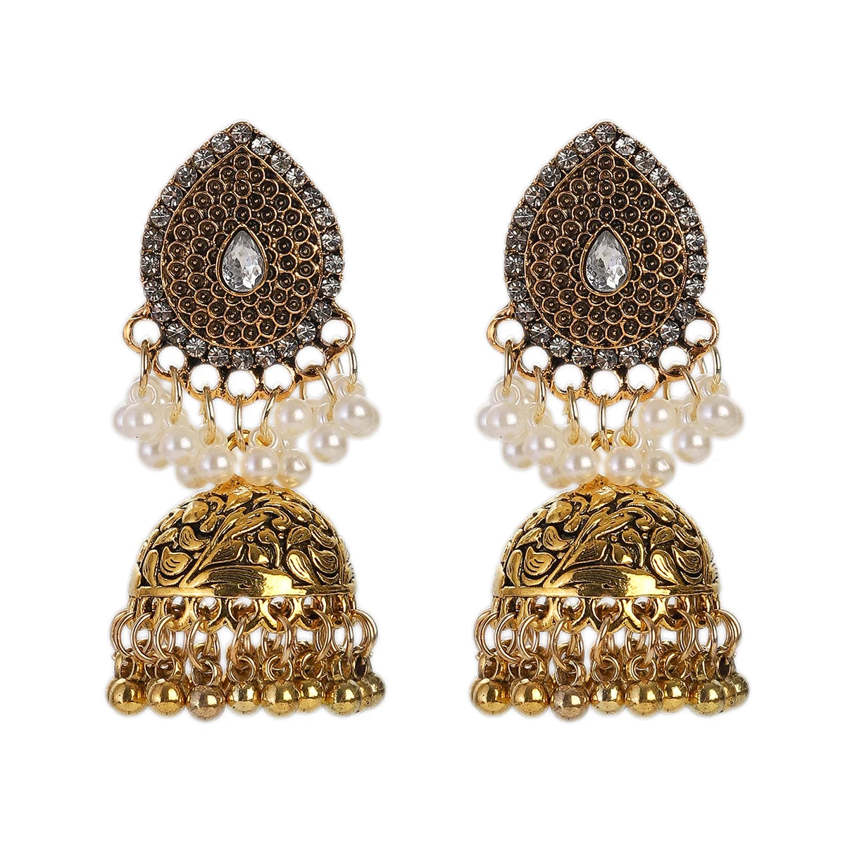 Retro Flower Corful Indian Jewelry Jhumka Earrings Orecchini Vintage Gypsy Gold Color Alloy Earrings for Women