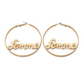 SC Fashion Trend Earrings Gold Plated Personalized Nameplate Earrings Geometric Hollow Out Letter Gold Hoop Earrings for Women