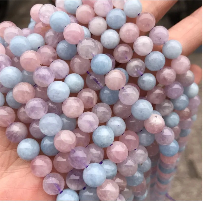 Round Loose rare Natural Morganite Multi-color Gemstone Loose Beads for Jewelry Making MegaBDM