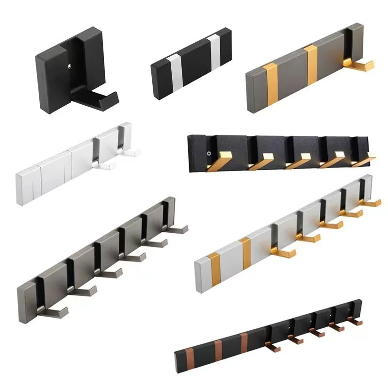 New Wall Hanging Decorative Metal Hook Living Room Wardrobe 1-8 Hidden Folding Clothes Hook